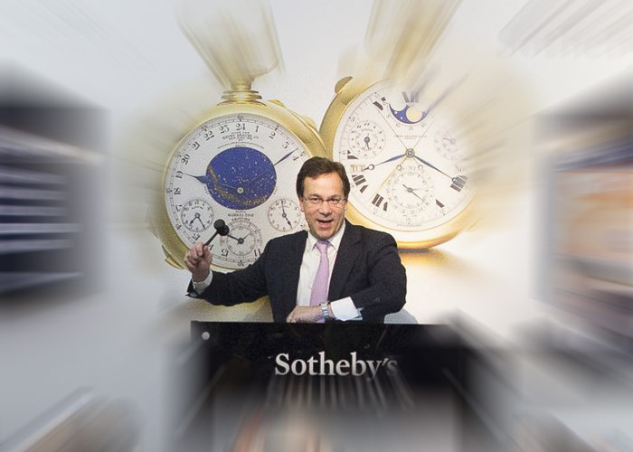 Tim Bourne subastando la Supercomplicación Henry Graves de Patek Philippe