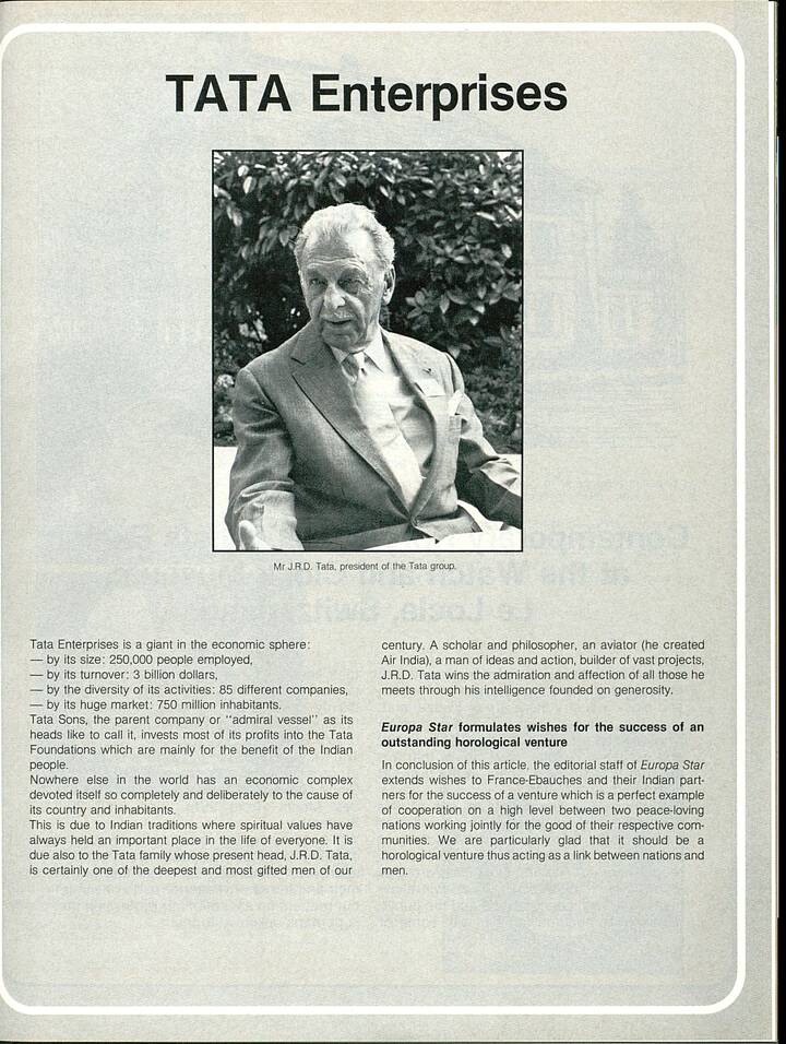 El lanzamiento de Titan, la división relojera del Grupo Tata, se anunció en 1985 en Europa Star