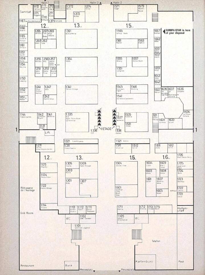 Un plano de la Feria de Basilea en 1975. Después de los stands gigantes de las dos últimas décadas, ¿veremos un regreso al lujo más discreto en 2021?